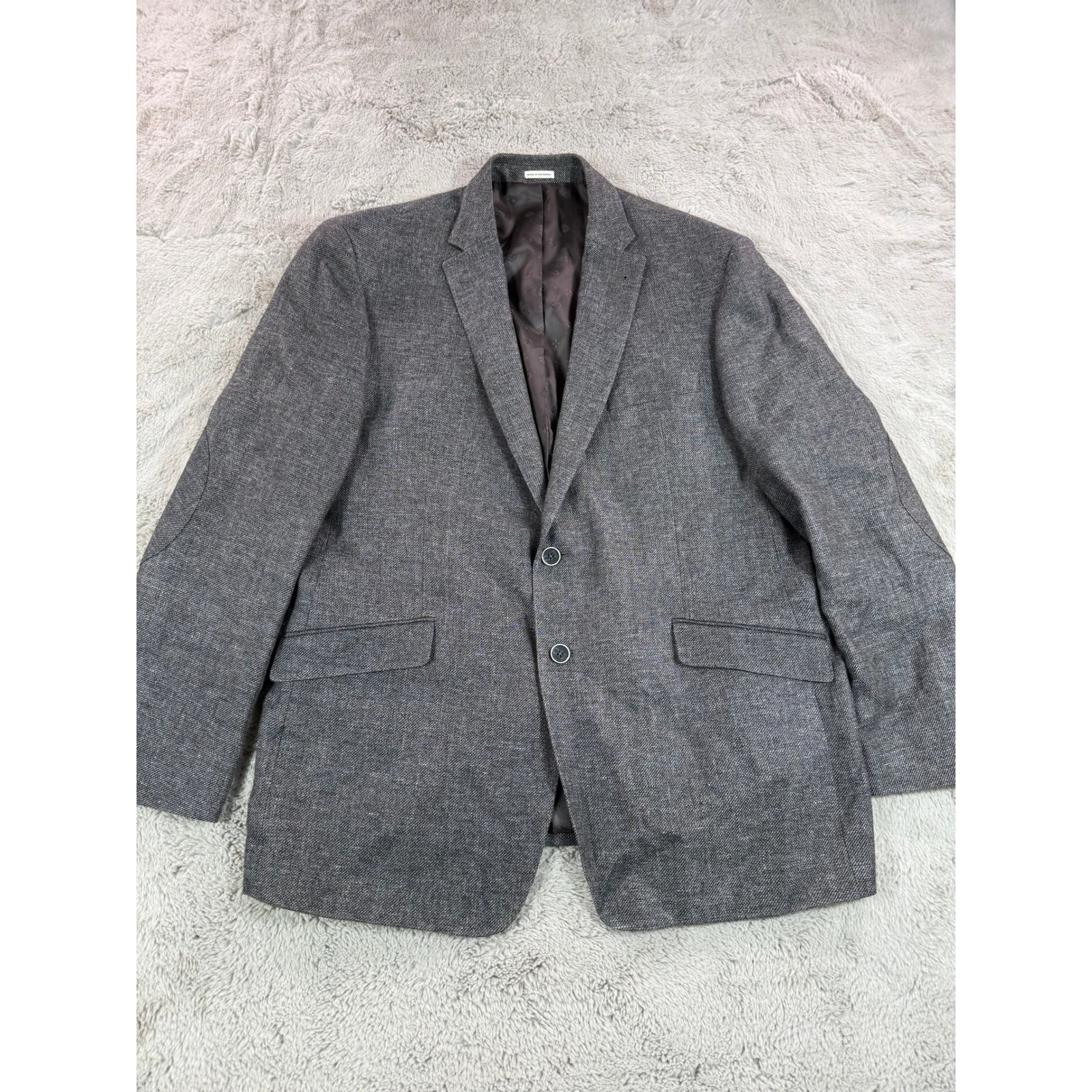 Joseph Abboud Heritage Men's 46 Regular Slim Fit Blazer Jacket Gray Linen Wool